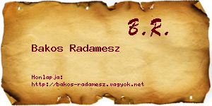 Bakos Radamesz névjegykártya